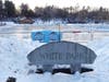 White Park Pond is ready for Black Ice Pond Hockey. 