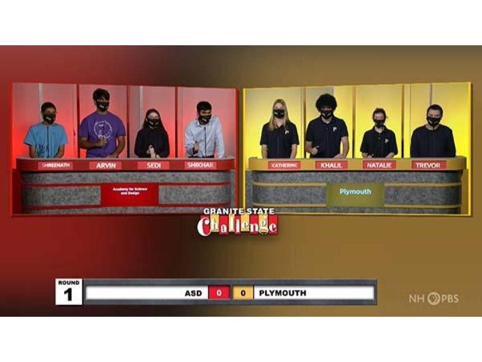 It's Academy for Science and Design Meets Plymouth Regional on Granite State Challenge on Saturday.