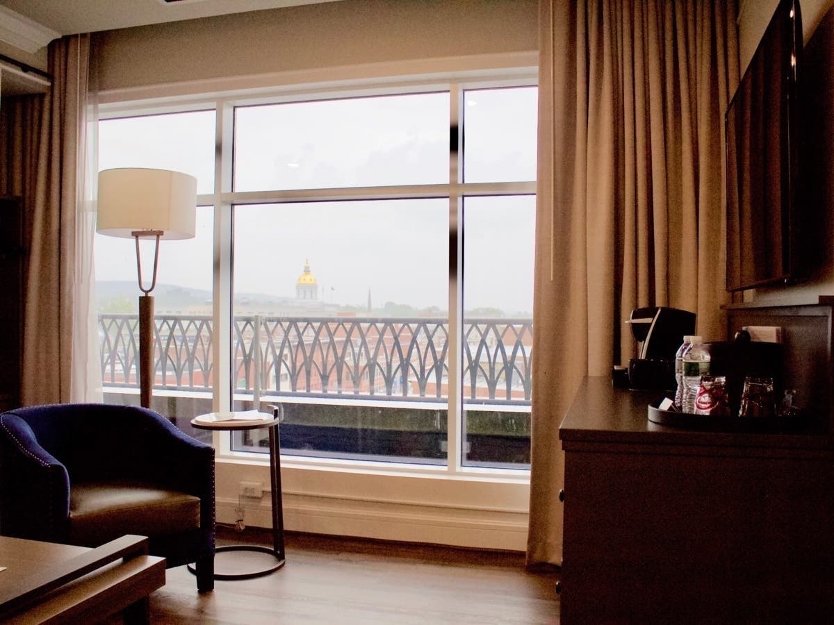 The view from one of the suites at The Hotel Concord. The hotel will be feted on May 18 with a Pinnacle Award for Small Business of the Year.