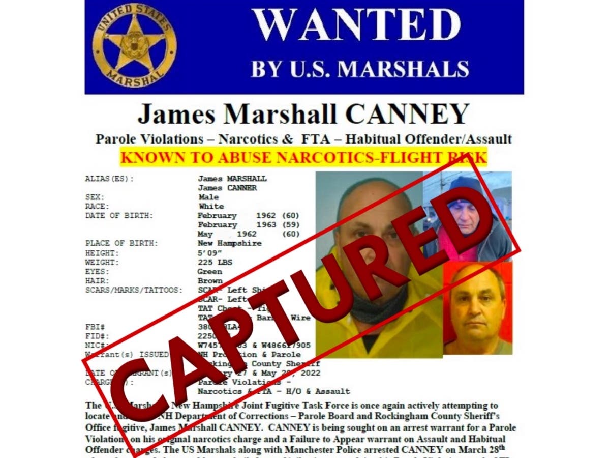 This week’s New Hampshire Fugitive of the Week, James Marshall Canney, was captured on May 31. 