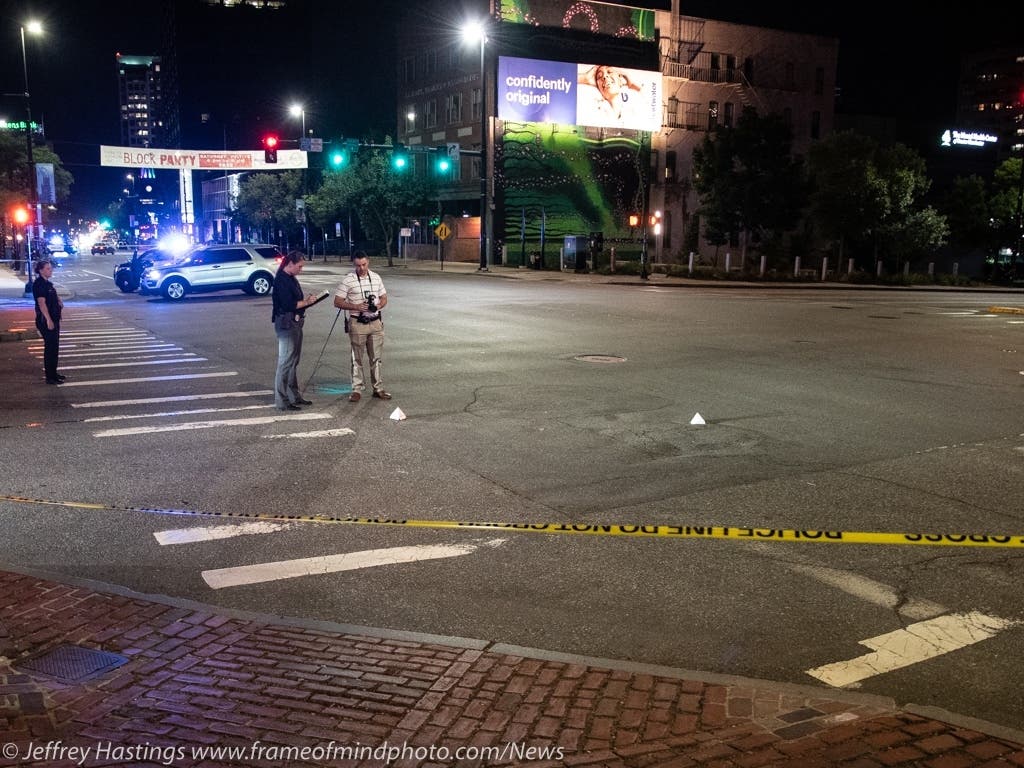 Manchester police are investigating a shooting at Elm and Bridge streets on July 16.