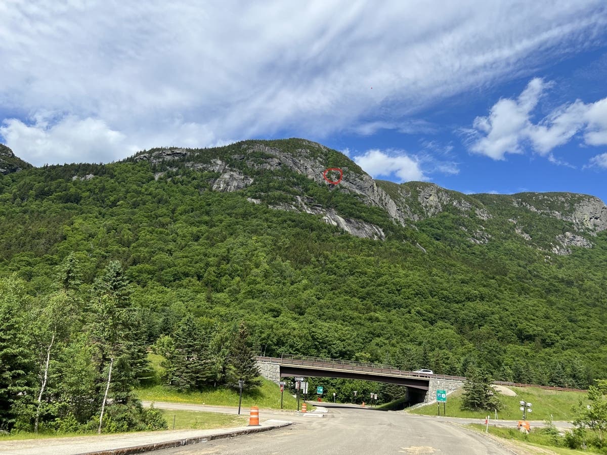 Two hikers pleaded guilty to reckless conduct charges after being rescued in the area of Hounds Hump, circled in this photo, in Franconia Notch State Park in June. 