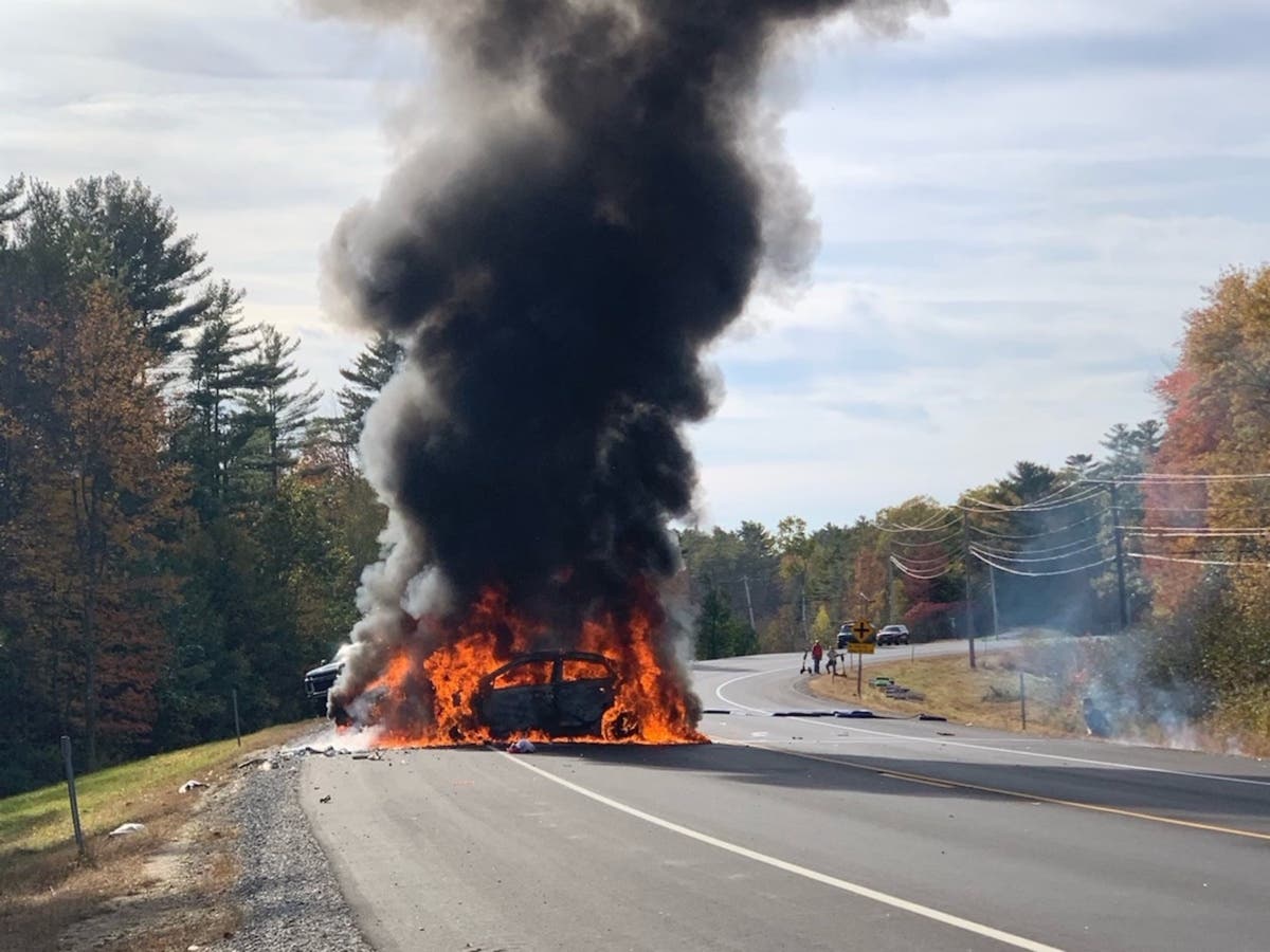 Route 11 in Andover was closed for several hours on Oct. 12 after two vehicles crashed and burned. 