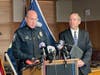 Concord Police Chief Bradley Osgood speaks on Oct. 20 about the arrest of Logan Levar Clegg, who has been accused of murdering Stephen and Djeswende Reid on April 18.