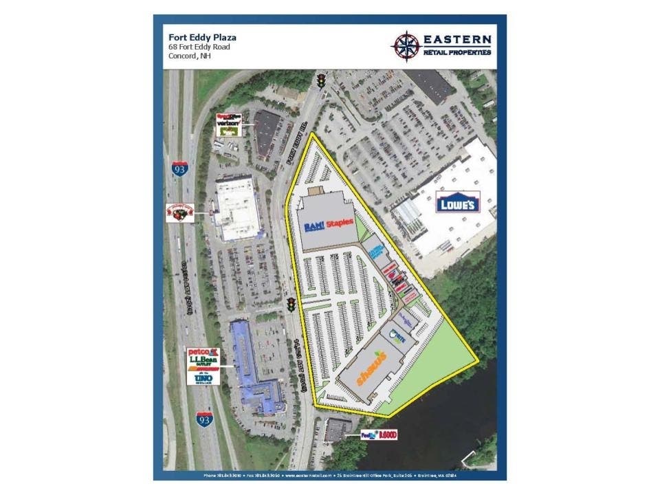 A map of Fort Eddy Plaza in Concord. 