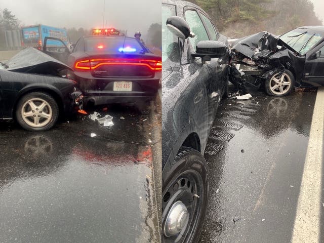 Driver Crashes Into Van, New Hampshire State Police Cruiser In Bow ...