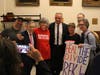 Robert F. Kennedy Jr. spoke before the state Senate in Concord on June 1. He posed with supporters inside the Statehouse along with former U.S. Rep. Dennis Kucinich, D-Ohio, who is acting as his campaign manager. 