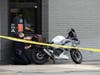 Concord police investigate a stolen motorcycle incident at the McDonald’s Restaurant on South Main Street on July 9. A woman was injured during the altercation with police. 