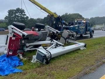 Troopers from Troop B investigated a truck crash on the Everett Turnpike in Nashua on Aug. 25.
