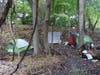 Homeless camp debris Concord along the railroad tracks behind Horseshoe Pond Lane on Oct. 16.