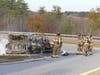 Concord fire and rescue teams extinguish a pickup truck fire on Interstate 93 on Nov. 3. 