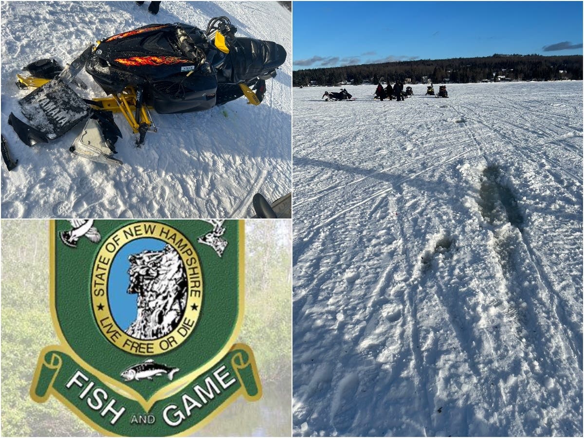 A man from Concord lost a ski and rolled a snowmobile after hitting a slush hole on Back Lake in Pittsburg on Feb. 3, New Hampshire Fish & Game said. 