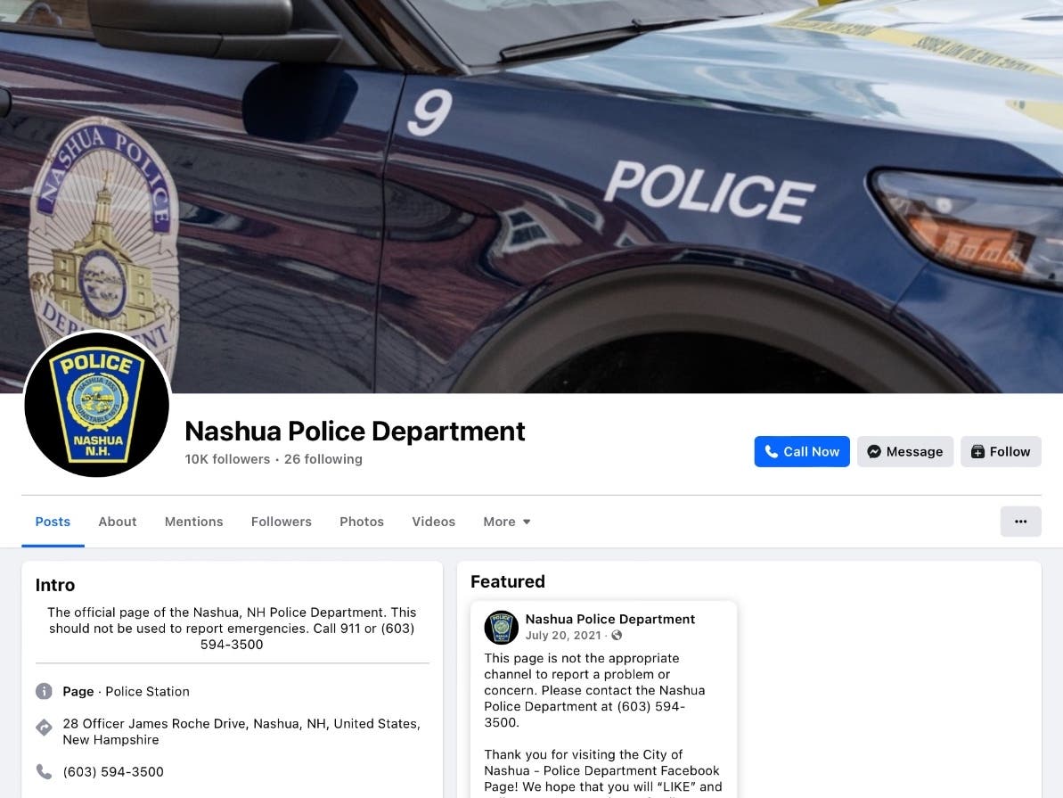 After being inactive for several weeks, the Nashua Police Department Facebook site is live again.