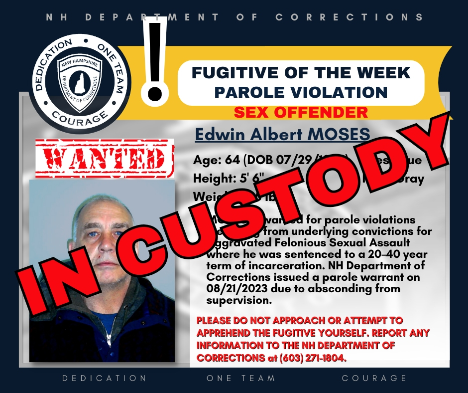 Elwin Albert Moses is in custody in Vermont after being on the lam for 18 months.