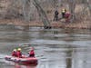 Concord fire and rescue teams search the Merrimack River while police search the shoreline looking for a man who jumped from the Manchester Street bridge on March 20.