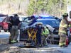 Firefighters and police cleared a crash scene on Route 106 on April 20.