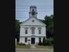 Brookline Community Church is the oldest public building in town that serves its original purpose. Built in Greek Revival style in 1838, it also has Gothic Revival features that were added during 1875 renovations. 