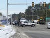 A tow truck clears a crash at the intersection of Sheep Davis Road and Interstate 393 on March 5.