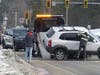 A tow truck clears a crash at the intersection of Sheep Davis Road and Interstate 393 on March 5.