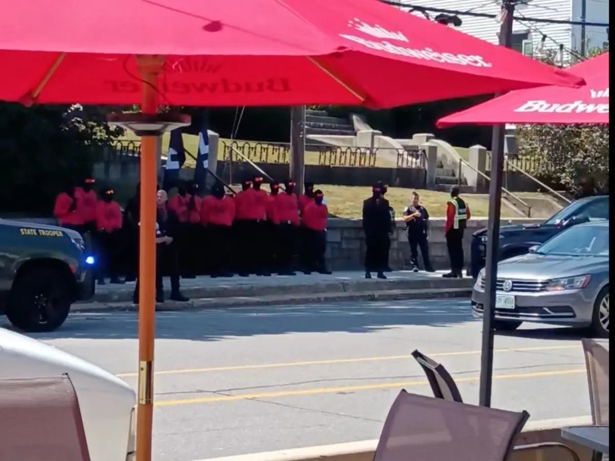 A group of more than a dozen Neo-Nazis was questioned by Concord police and New Hampshire State Police troopers on Aug. 2, 2025, on South Main Street.