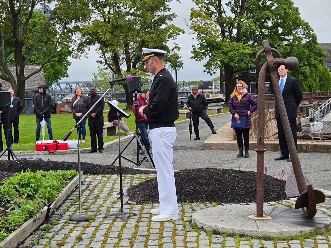 Memorial wreath-laying ceremony in Prescott Park