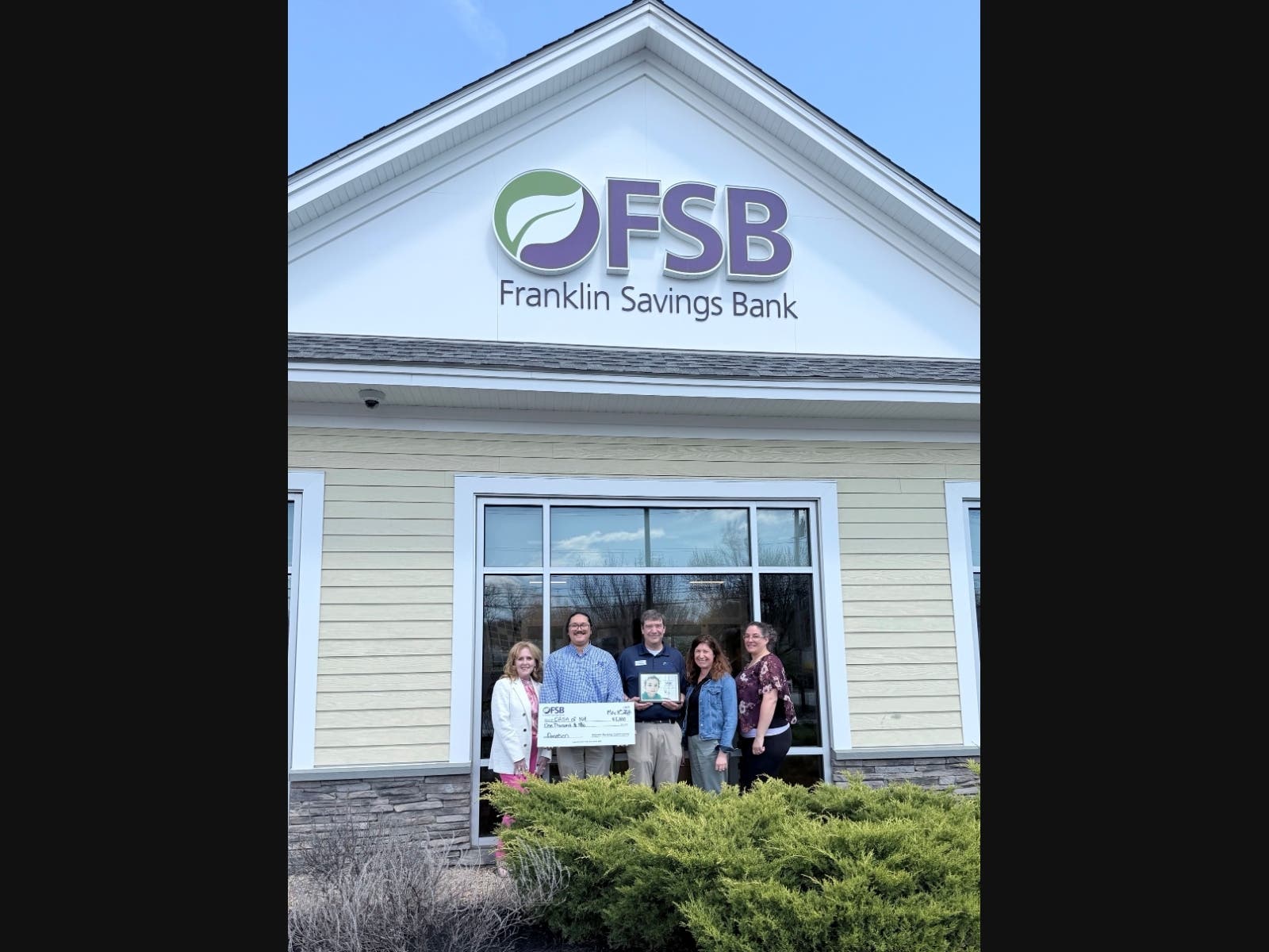 Heather Capraro, Regional VP, Business Relationship Officer; James Yates, Assistant Branch Manager, Goffstown; Mike Duval, Senior Vice President, Commercial Loan Officer; Stacy Lopes, CASA Director of Development; Tarah Bergeron, Development Associate.