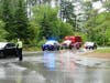 The scene of a three-vehicle crash on Clinton Street in Bow on May 31.