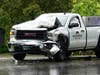 The scene of a three-vehicle crash on Clinton Street in Bow on May 31.