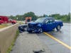 Three people were sent to the hospital after a head-on crash on Interstate 293 in Hooksett on June 23.