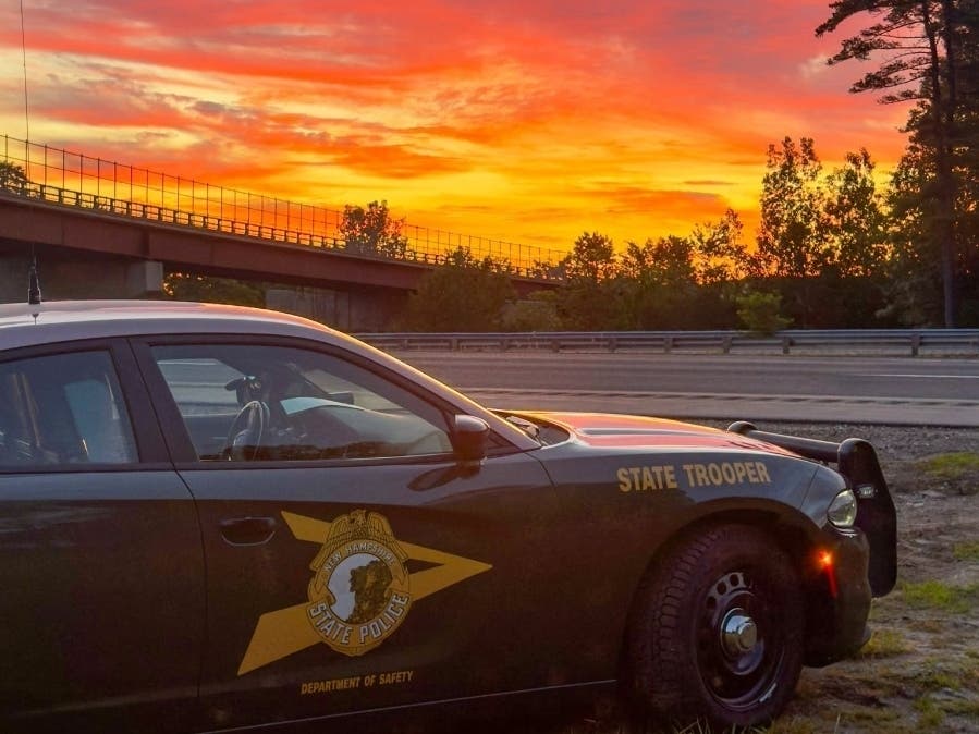 A Troop B trooper cruiser and a sunset earlier this month.