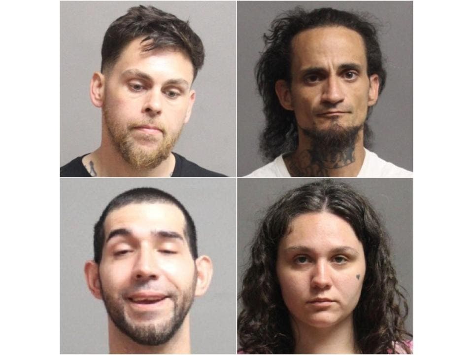 Shane Hirth, upper left, Miguel Letourneaut, upper right, Fernando Alvarez, lower left, and Ashlee Fisher were arrested by Nashua police on charges last month.