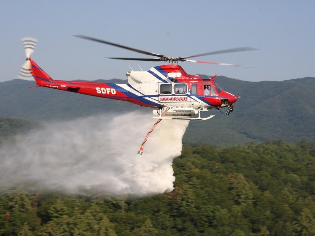 The blaze sparked off the 5300 block of Airway Road, near Caliente Avenue in the Otay Mesa neighborhood of San Diego.