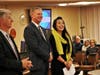 (From left) Marin County Superior Court Judge Paul Haakenson, Probation Chief Mike Daly, and past Wall of Change honoree Cheryl Chou share a moment during a past Wall of Change ceremony at the Civic Center.