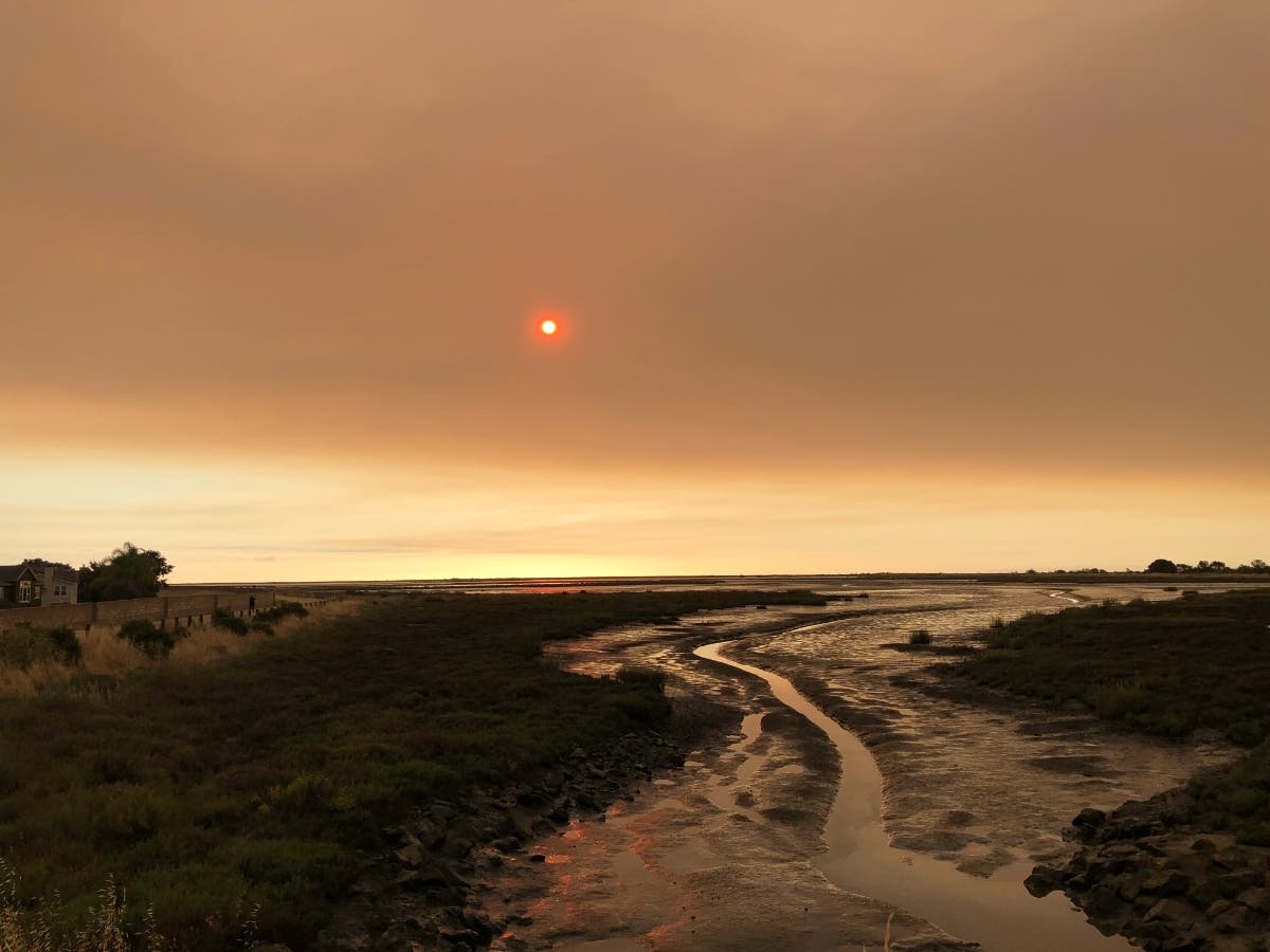 Smoky skies over the Hamilton​ neighborhood of Novato, California