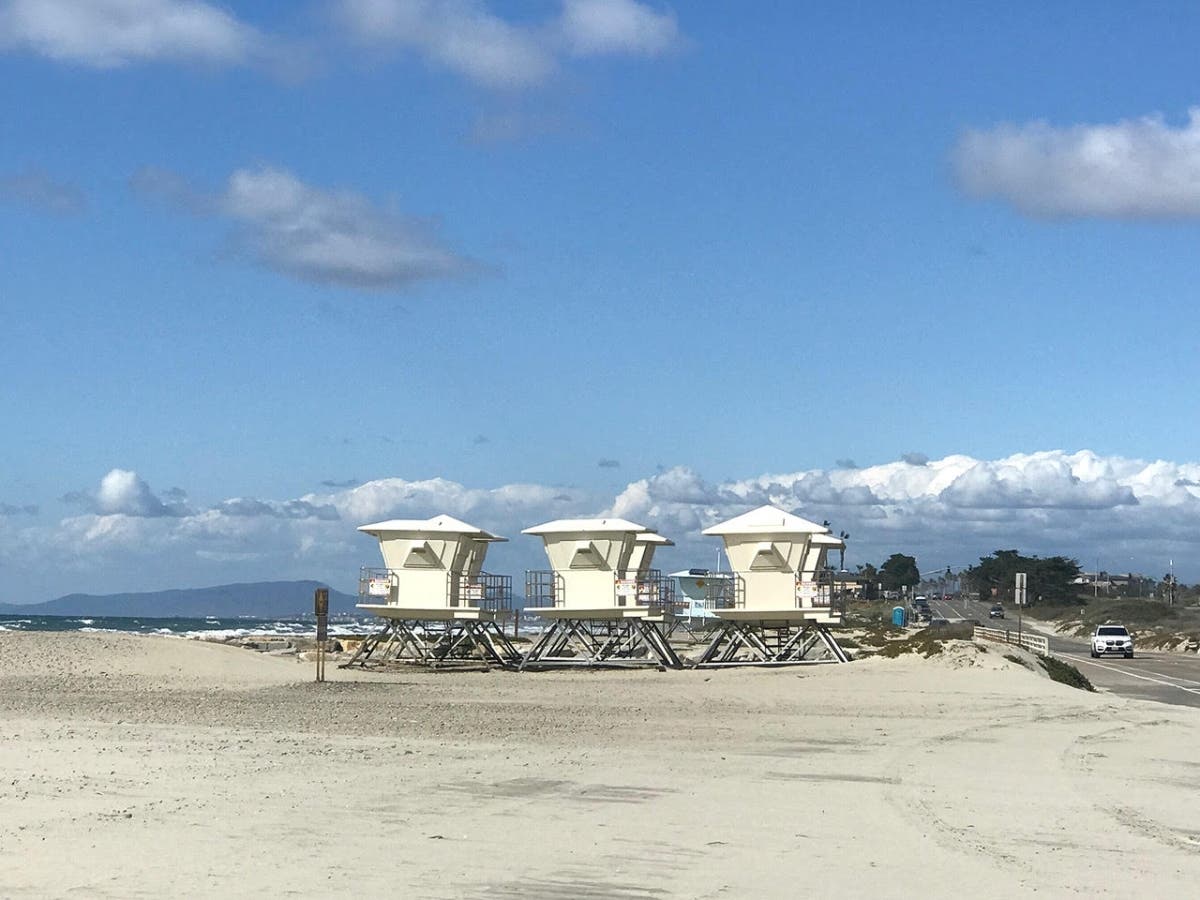 Lifeguard towers in Encinitas, California. 