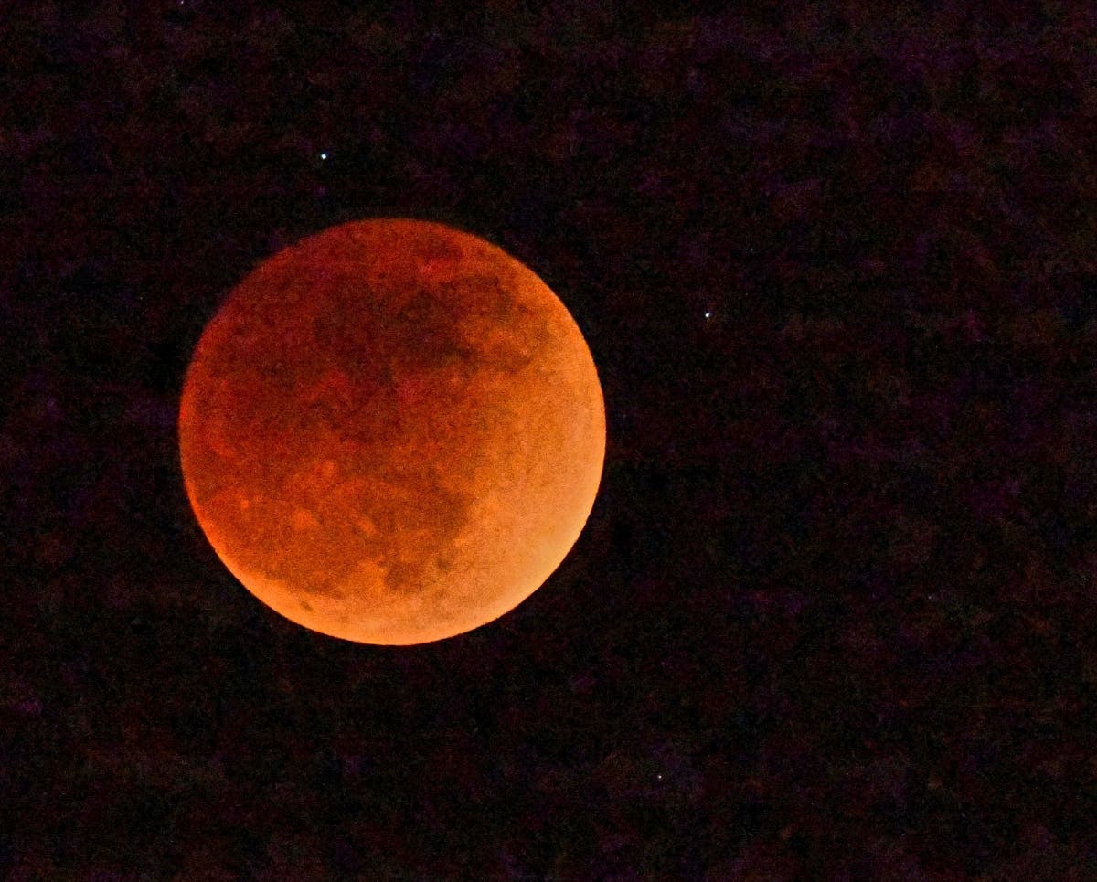 A view of the Super Flower Blood Moon from Ramona, California. 