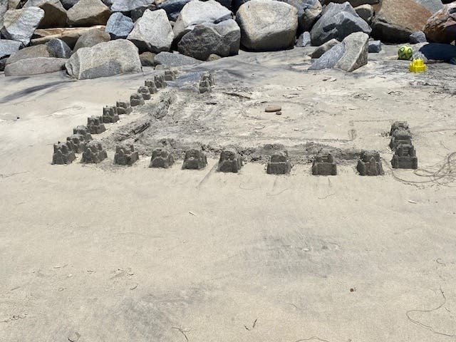 Sand castles in Carlsbad, California. 