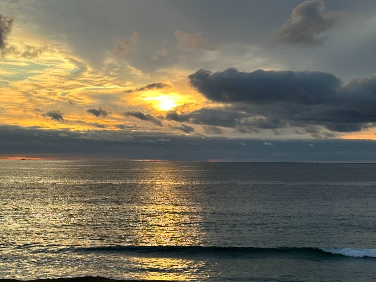 Sunset at South Carlsbad State Beach in Carlsbad, California. 
