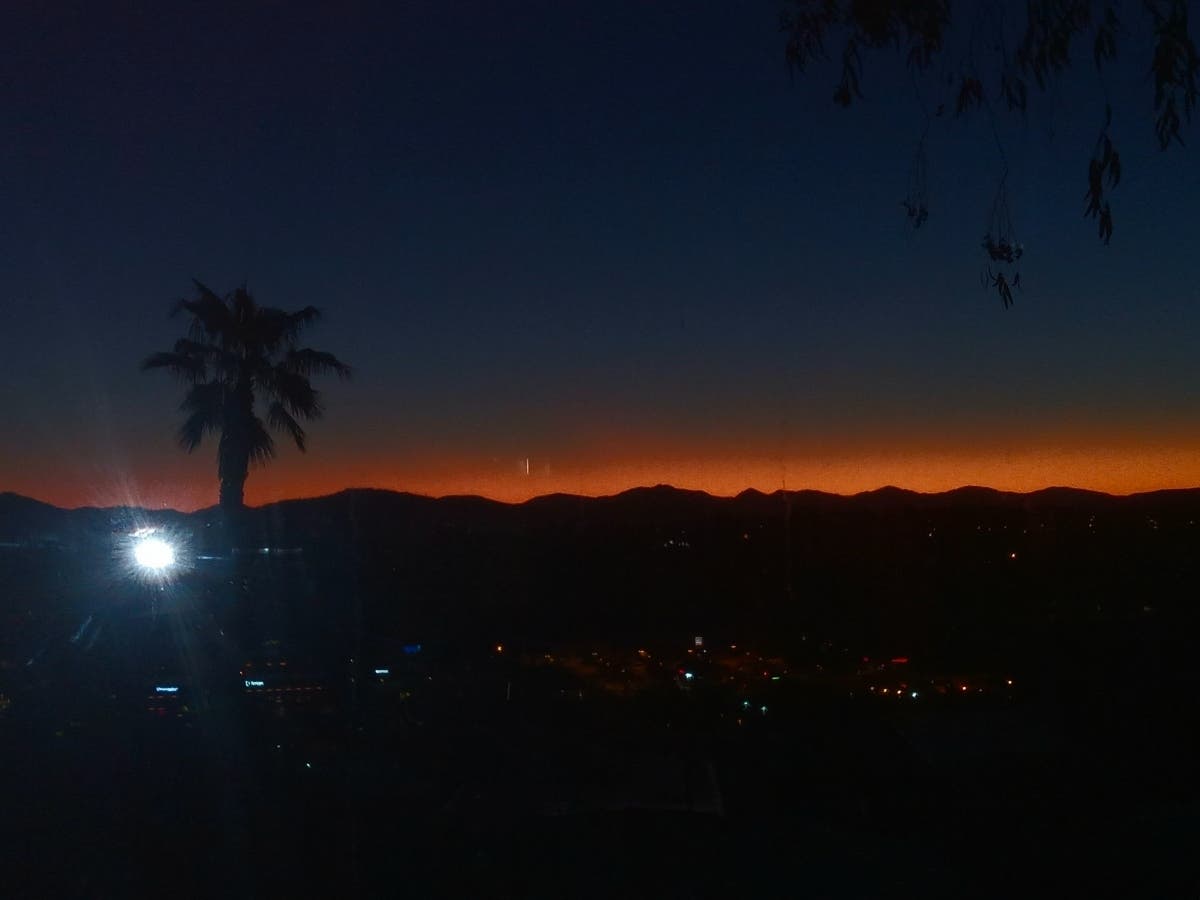Night falls over Encinitas, California. 