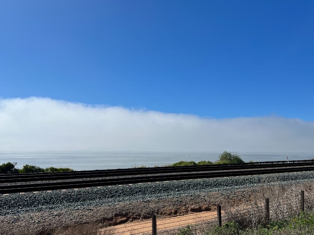 The view from the Coastal Rail Trail in Cardiff.