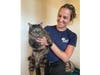 Animal Services Supervisor Alison Chavez greets Butters at the Jurupa Valley Shelter.