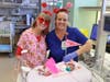 Nurses decorated the unit and dressed up their patients for Valentine's Day.