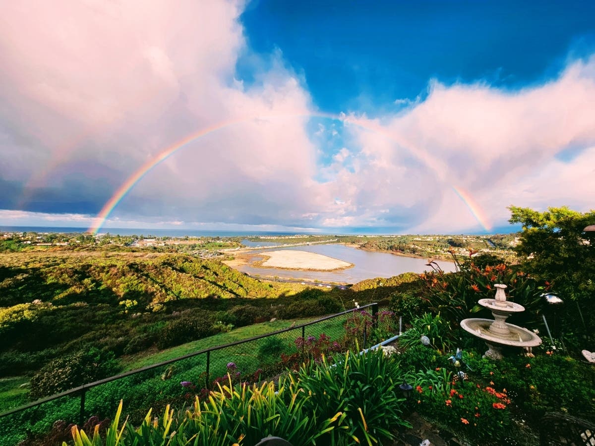 Rainbows over Ponto Beach and Batiquitos Lagoon​.