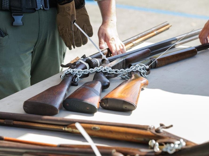 Hundreds of firearms were collected during a gun safety event over the weekend in northern San Diego County.