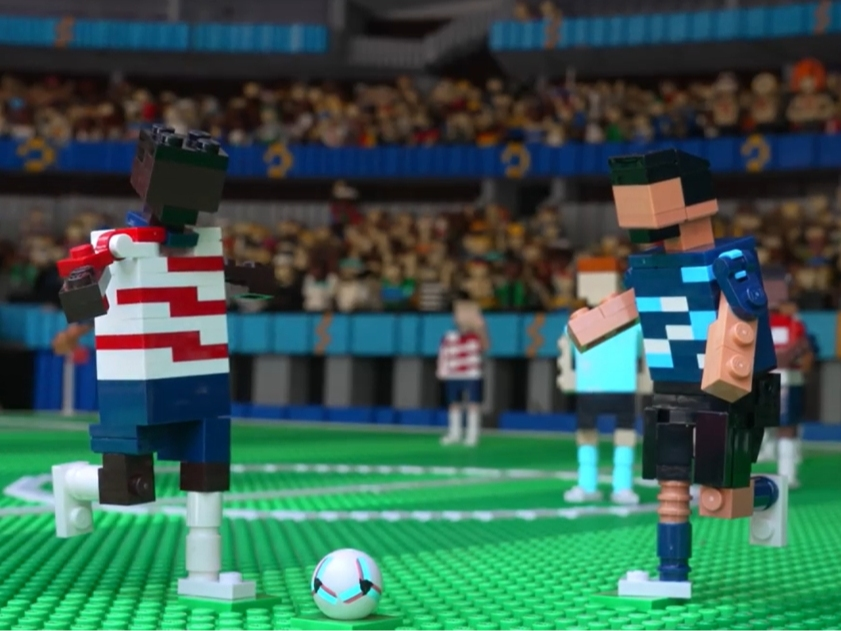 The soccer-themed transformation will remain on display throughout the summer.