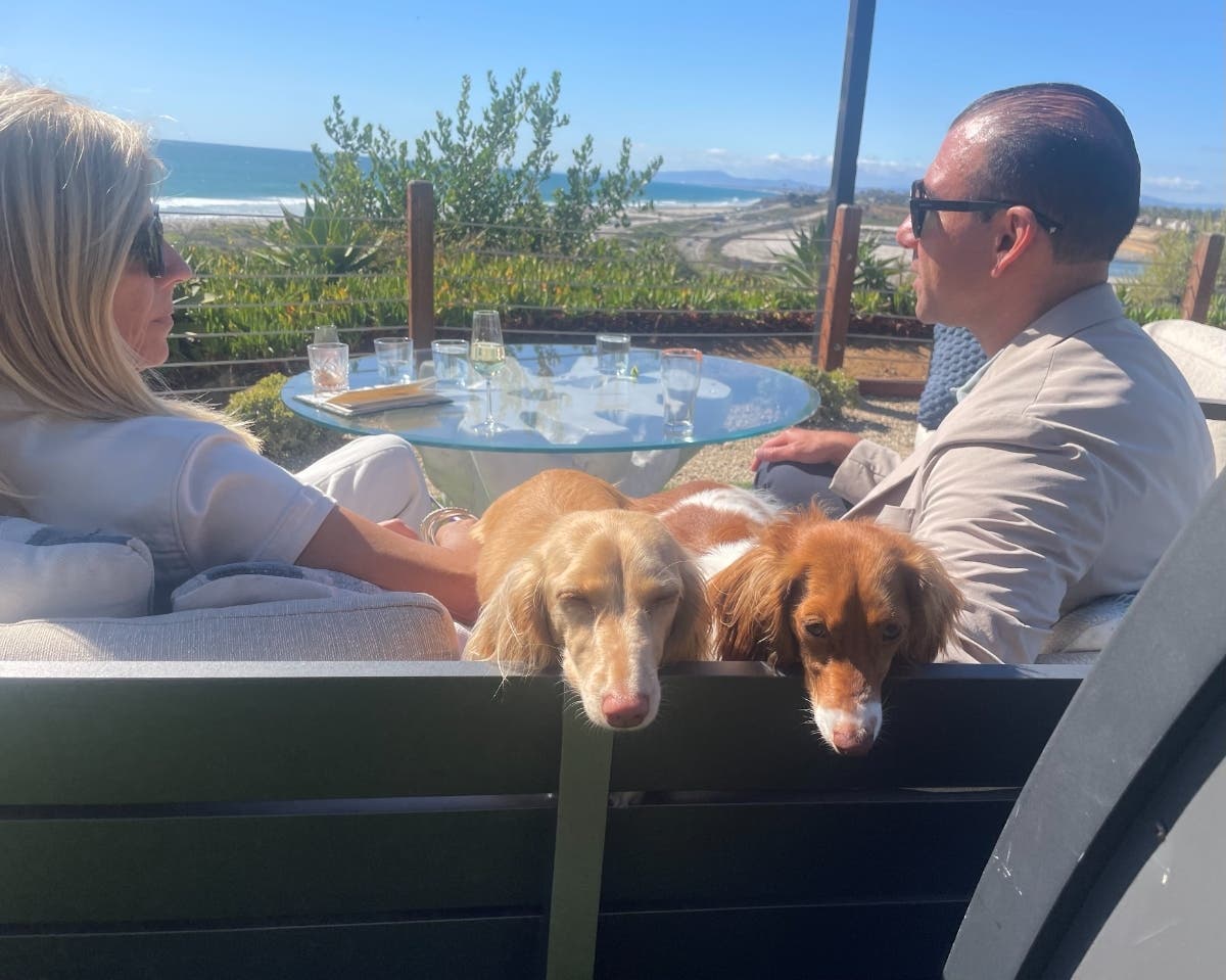L-R: Encinitas Chamber CEO Carol Knight, Winnie, Frankie, and Mohammad Ghazizadeh, director of sales and marketing at Alila Marea Beach Resort.