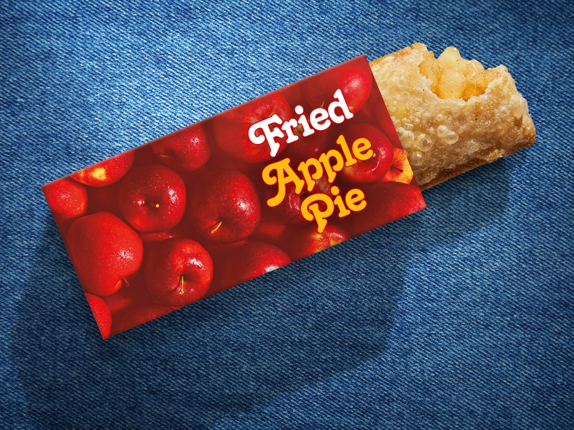 The dessert, available all day while supplies last, features apples grown in the U.S. wrapped in a fried, flaky crust.