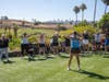The classes take advantage of the park's early opening hours and are designed for parents exercising with children in strollers.