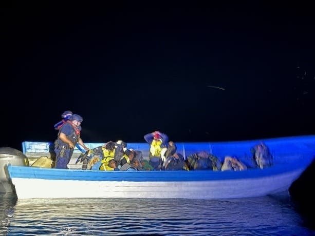 A Coast Guard boarding team identified a 25-foot boat and boarded it without incident, officials said.