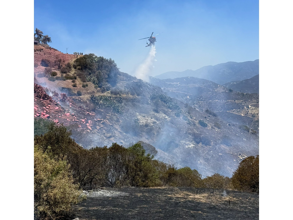 The Rainbow 3 Fire sparked around 10 a.m. along Rainbow Crest Road in the unincorporated community of Rainbow, according to Cal Fire.